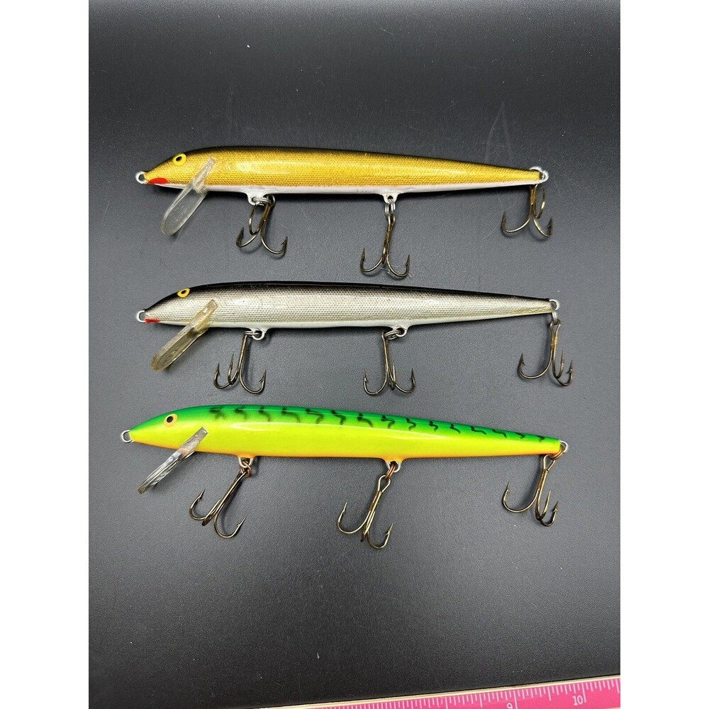 VINTAGE 7'' LONG RAPALA ORIGINAL FLOATING FISHING LURE FINLAND Lot of 3